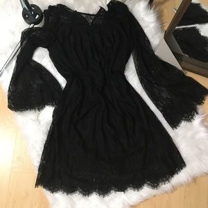 Black eyelash lace dress